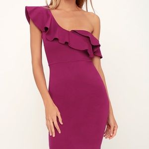 Lulu’s Make It Count Magenta Ruffled Bodycom